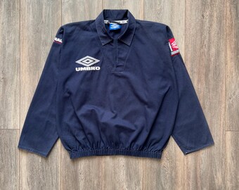 Vintage 1990s Umbro Pro Training Drill Men’s Navy Football Top Soccer Sweatshirt