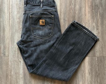 Pantaloni western vintage Carhartt, grigi, in cotone slavato, taglia da uomo 32x32