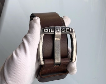 Vintage Diesel Leather Belt Western Style with Star Made In Italy