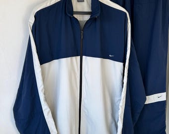 Tuta sportiva Nike vintage anni 2000, giacca e pantaloni in nylon, stile Y2K, da uomo, taglia XL.
