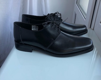 Scarpe Oxford Samuel Windsor in pelle nera lucida, fatte a mano in Inghilterra, taglia uomo UK10