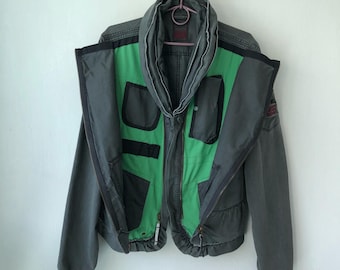 Giacca tecnica vintage Marithe Francois Girbaud con tasche nascoste, rara, da donna, taglia S.