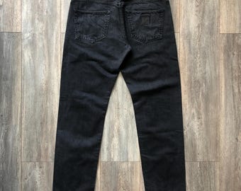 Pantaloni vintage Carhartt Klondike in denim scuro slavato, taglia 34x32