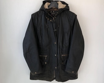 Giacca cerata Barbour Kelsall da donna, taglia UK14, parka impermeabile con zip intera e cappuccio.