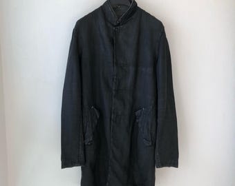 Transit Uomo Long Linen Coat Avant Garde Dark Smoke Jacket Taglia S Made In Italy