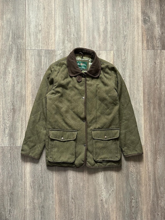 Alan Paine, Alan Paine Country Collection Women Olive Green Herringbone Field Jacket Coat Size 12