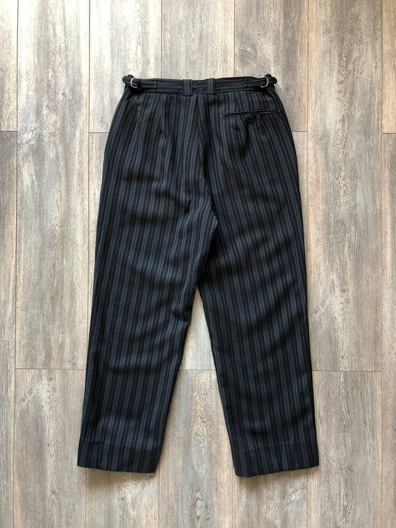 Antique 1940s Men's Dress Pants Vintage European Black Stripe