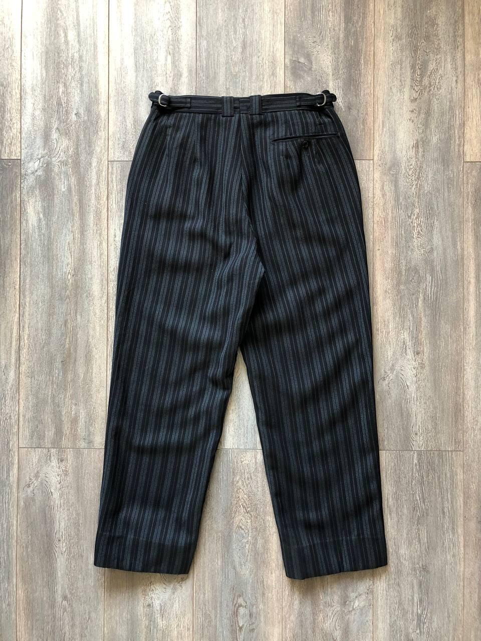 Antique 1940s Men's Dress Pants Vintage European Black Stripe