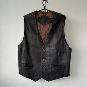 Trapper Leather Waistcoat Vest Gilet Belted Back Mens Size 52
