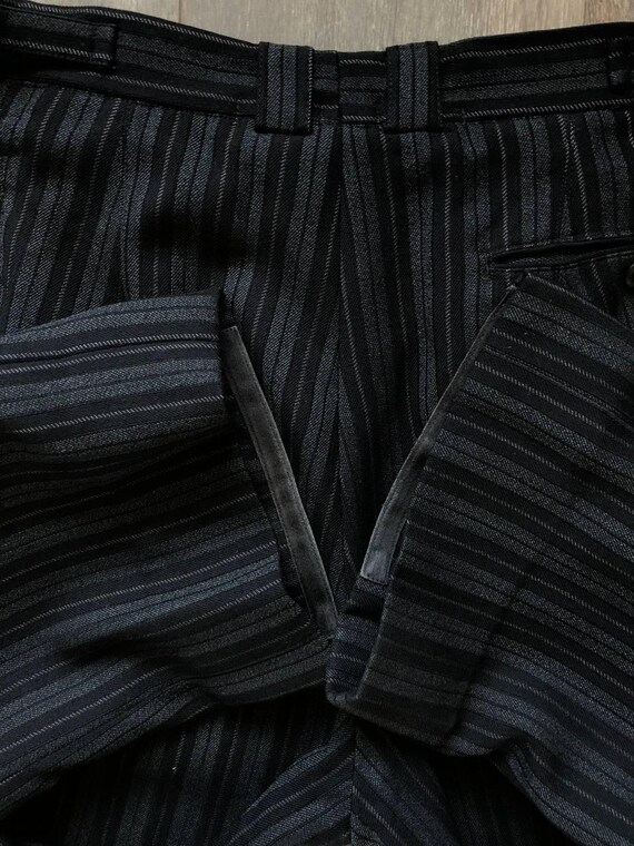 Antique 1940s Men's Dress Pants Vintage European Black Stripe