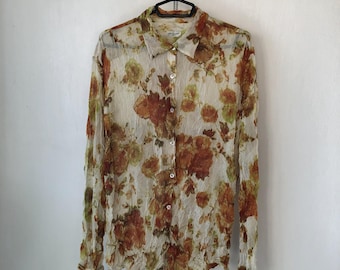 Camicia da donna Dries Van Noten con stampa floreale rara, abbottonatura frontale, taglia L