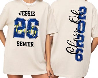 Custom DTF Transfer, Senior 2026 Name Number Transfer, Personalized Graduation Shirt Transfer, Ready to Press Heat Transfer