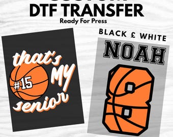 Custom Basketball DTF Transfer, Personalized Name Number Transfer, Team Shirt Heat Transfer, Ready to Press Sports Jersey Design