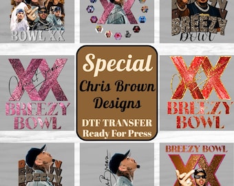 Chris Brown Breezy Bowl XX Glitter DTF Transfer, Ready to Press