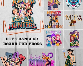 Kpop Demon Hunters DTF Transfer, Huntrix Anime Ready to Press