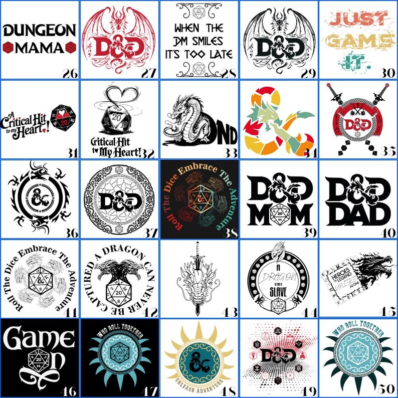 Transferencias DTF de Dungeons and Dragons listas para imprimir para camisetas, calcomanías de Dungeon Master, calcomanías para planchar de Dice Gamer, paquete de diseños de juegos de rol de fantasía, impresión de DnD imagen 4