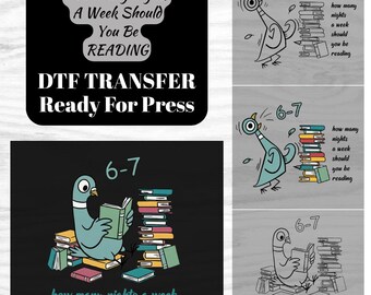 How Many Nights a Week Should You Be Reading DTF Transfer, Book Lover Quote Design, Cute Reading Humor Shirt Transfer