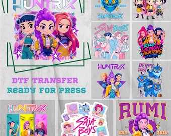 Kpop Demon Hunters Anime DTF Transfer, Chibi Idol Ready to Press