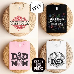 Transferencias DTF de Dungeons and Dragons listas para imprimir para camisetas, calcomanías de Dungeon Master, calcomanías para planchar de Dice Gamer, paquete de diseños de juegos de rol de fantasía, impresión de DnD imagen 11