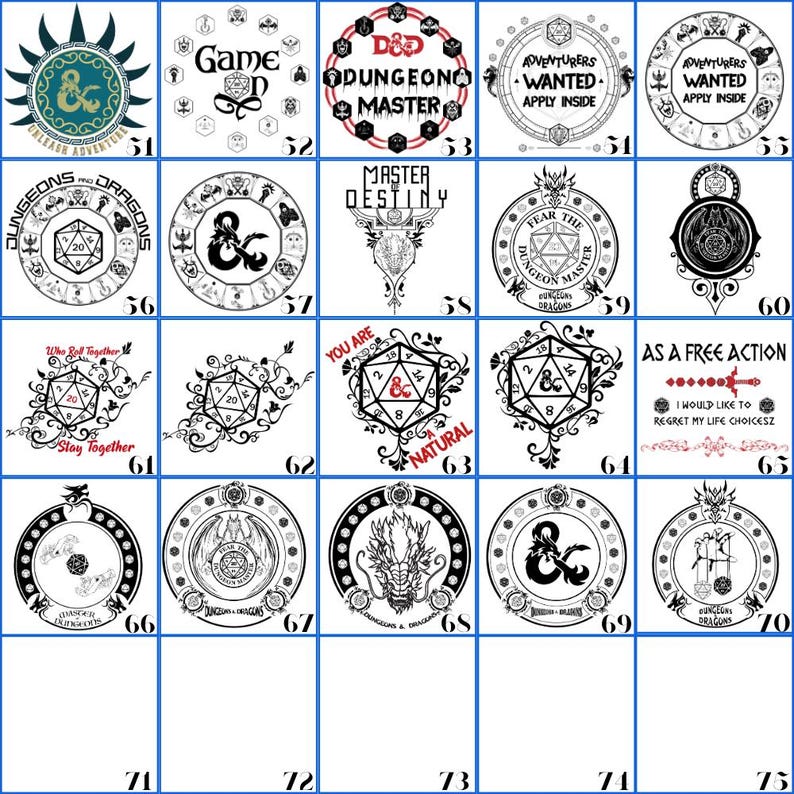 Transferencias DTF de Dungeons and Dragons listas para imprimir para camisetas, calcomanías de Dungeon Master, calcomanías para planchar de Dice Gamer, paquete de diseños de juegos de rol de fantasía, impresión de DnD imagen 5
