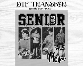 Custom DTF Transfer Senior 2026 Photo Collage, Personalized Graduation Shirt Transfer, Class of 2026 Mom Senior Photo Heat Press