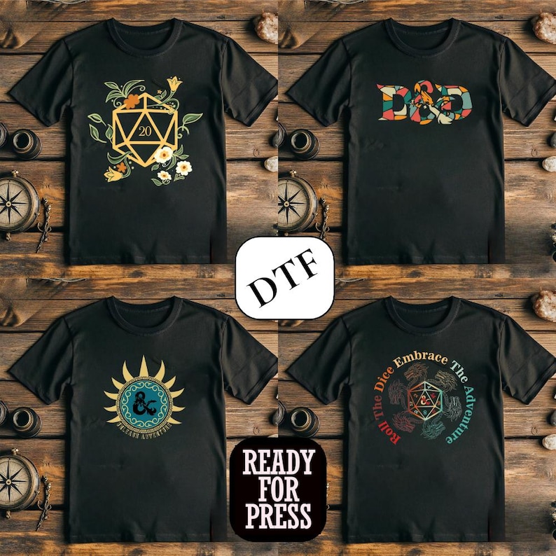 Transferencias DTF de Dungeons and Dragons listas para imprimir para camisetas, calcomanías de Dungeon Master, calcomanías para planchar de Dice Gamer, paquete de diseños de juegos de rol de fantasía, impresión de DnD imagen 8