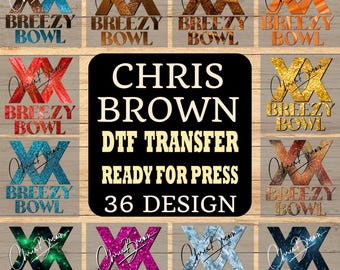 Chris Brown Breezy Bowl XX DTF Glitter Transfers, Ready to Press