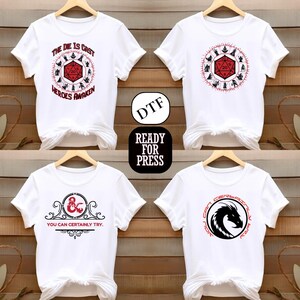 Transferencias DTF de Dungeons and Dragons listas para imprimir para camisetas, calcomanías de Dungeon Master, calcomanías para planchar de Dice Gamer, paquete de diseños de juegos de rol de fantasía, impresión de DnD imagen 6