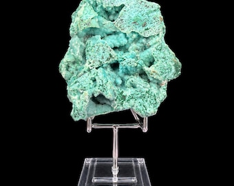 Crisocola e malaquita sob quartzo drusy, Tenke-Fungurume, Congo - 504,6 g, incluindo base