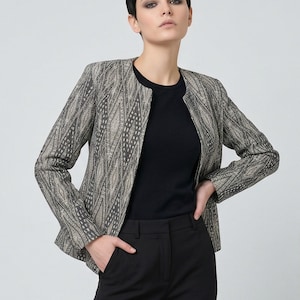 Natural Weave Jacket | Jute Cotton Blend Textured Jacket