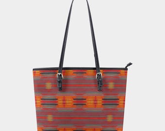 Women's Red Orange Striped Geometric Pattern Tote Bag