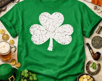 Distressed Clover St. Patrick's Day Tee, Irish Party Outfit