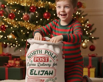 Personalized Christmas Gift Bag North Pole Express Delivery Custom Name