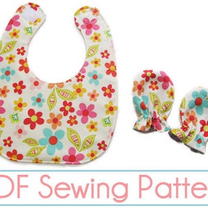 PDF Sewing Pattern - Baby Bib & Mittens- (Downloadable)