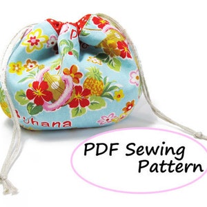 PDF Sewing Pattern Drawstring Pouch Downloadable image 1