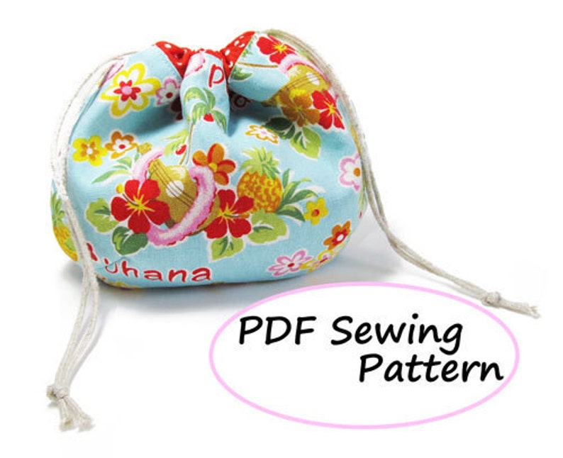 PDF Sewing Pattern Drawstring Pouch Downloadable image 1