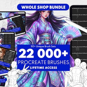 22 000+ Procreate Brushes Whole Shop Bundle, Stamps, Poses, Hair, Digital Art + Clip Studio Paint, Photoshop, Affinity Photo, Adobe Fresco