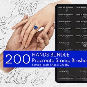 200 Procreate Hand Stamps. Female, Male, Couple Reference Guide