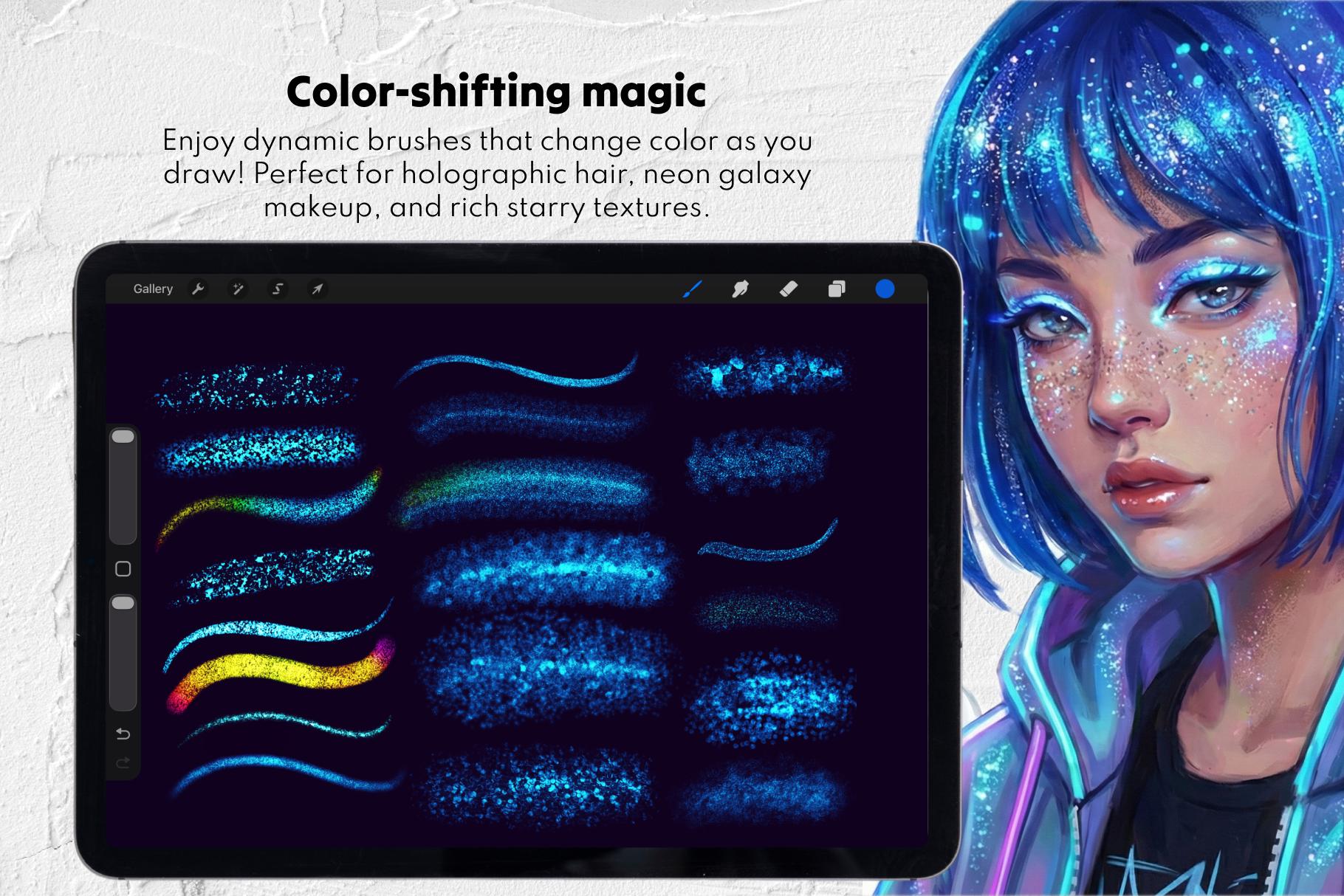 70 Glitter & Shimmer Procreate Brushes, Glow, Neon, Sparkle Brush Set ...