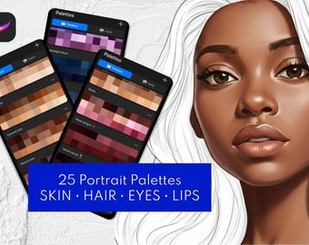 25 Procreate Swatches Skin Tone - Portrait Color Palettes - Skin, Hair, Eyes, Lips & Makeup