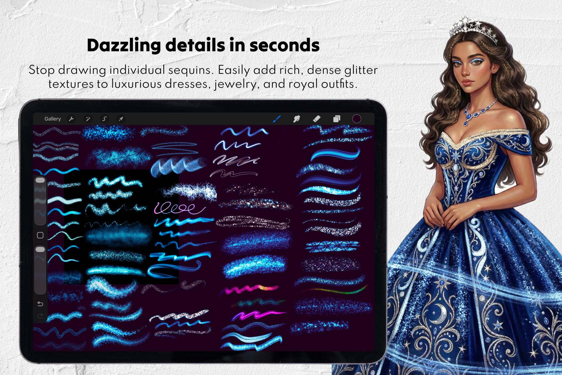 70 Glitter & Shimmer Procreate Brushes, Glow, Neon, Sparkle Brush Set ...