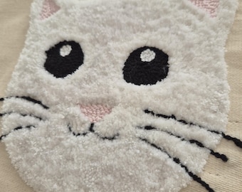 Bolsa de tecido artesanal com bordado punch needle de gatinhos | Presente para amantes de gatos