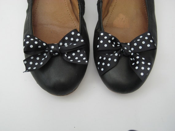 Black & White Polka Dot Bow Shoe Clips FREE SHIPPING | Etsy