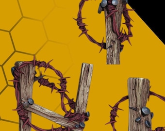 Orcs bits Sandbags, barbed wire, crosses trench warfare bits