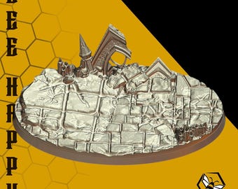 3d printed epic base Gothic Temple Oval Ancient Monastery Ruins for 40k/AoS