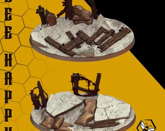 Grimdark Trench Resin Miniature Base: 60mm/90mm Oval Scenery heresy, D&D