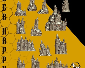 Gothic Basing Bits Resin Cathedral Candles Walls Ruins for Bases 40k AoS Conversion Scatter