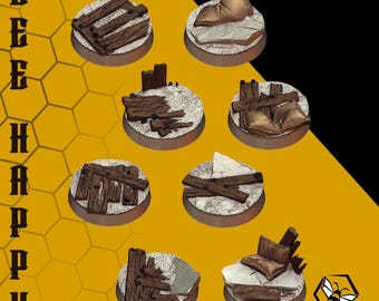Trench Warfare Bases 20x Set Infantry 25/28/32mm Mud Duckboard WW1 Wargaming for 40k AoS Krieg Army Basing