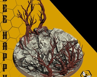 Slate Forest Round Resin Bases:  Rocky Woodland Scenery for 40k and AoS - grimdark bases