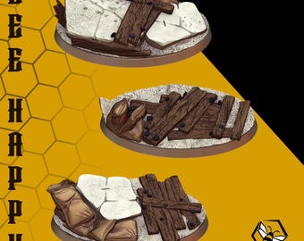 Grimdark Trench Oval Resin Bases: heresy bases Miniature Scenery